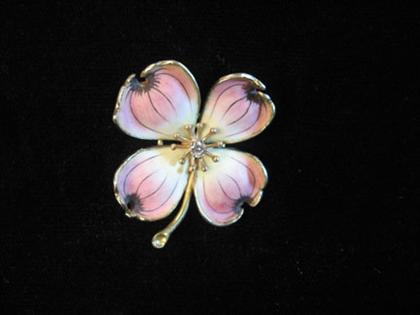 Dogwood enamel flower pin   