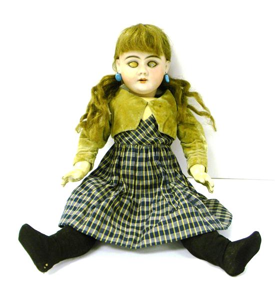 DOLL: 20'' dry bisque head doll 