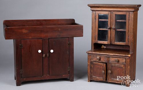 DOLL SIZE PINE STEPBACK CUPBOARD,
