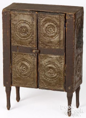DOLL SIZE PUNCHED TIN PIE SAFE