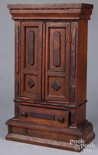 DOLL SIZE WALNUT WARDROBE, 19TH
