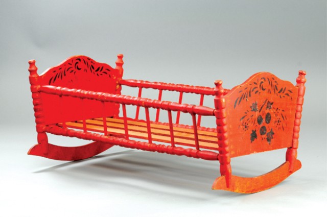 DOLL SIZED CRADLE Early wood cradle