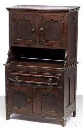 DOLL'S WALNUT STEPBACK CUPBOAR