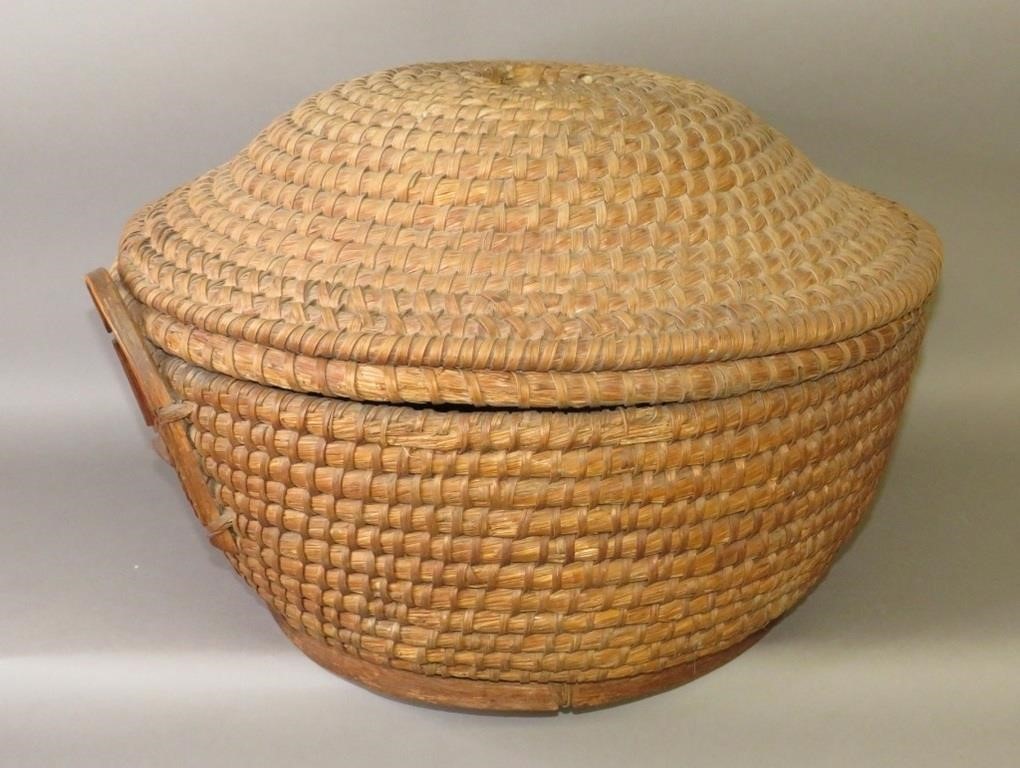 DOMED TOP LIDDED COILED RYE STRAW