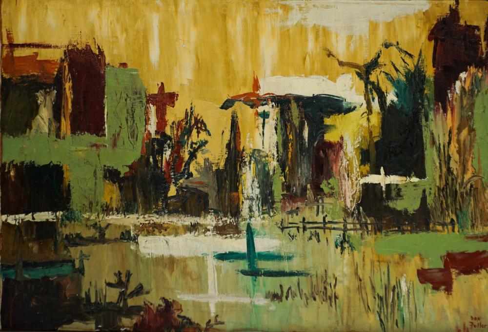 DON FULLER, ABSTRACT CITYSCAPE, OIL