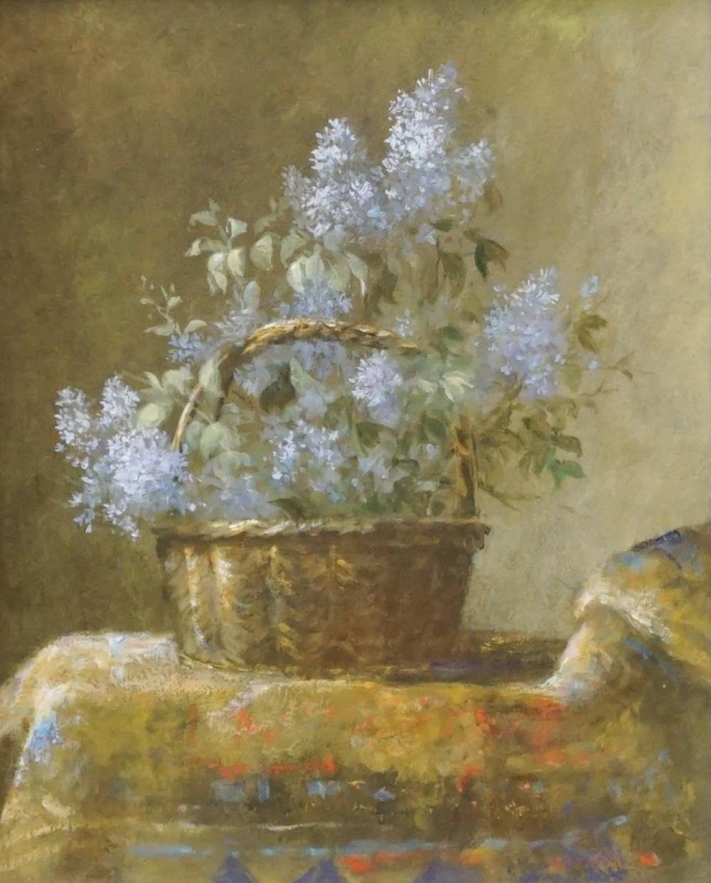 DON LORD, LILACS ON RUG, OIL ON