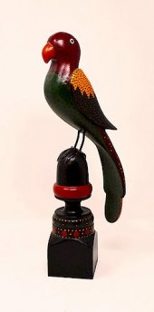DON NOYES DECORATED WOODEN BIR