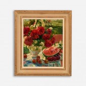 DON RICKS "FLORAL FEAST" (OIL