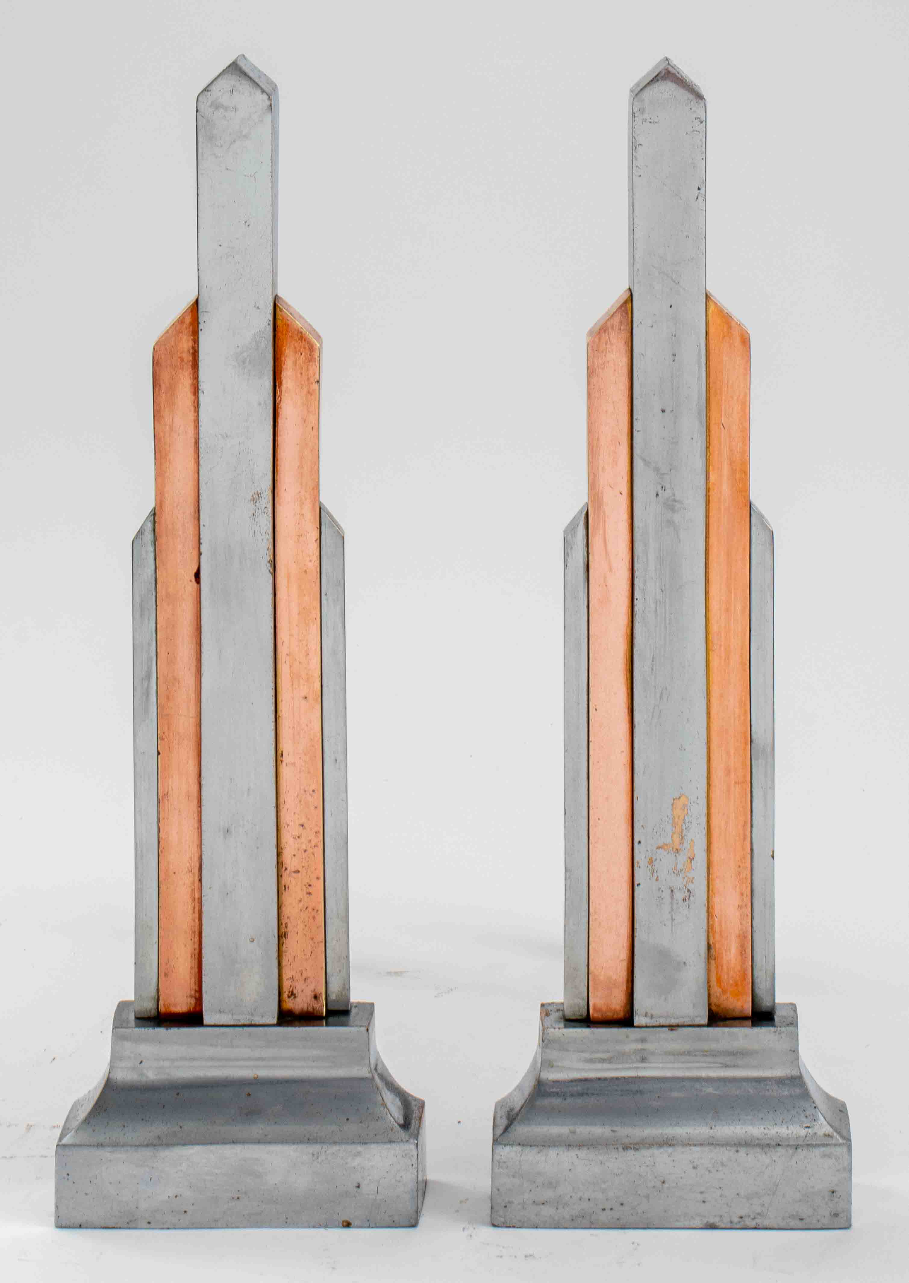 DONALD DESKEY ART DECO ANDIRONS,