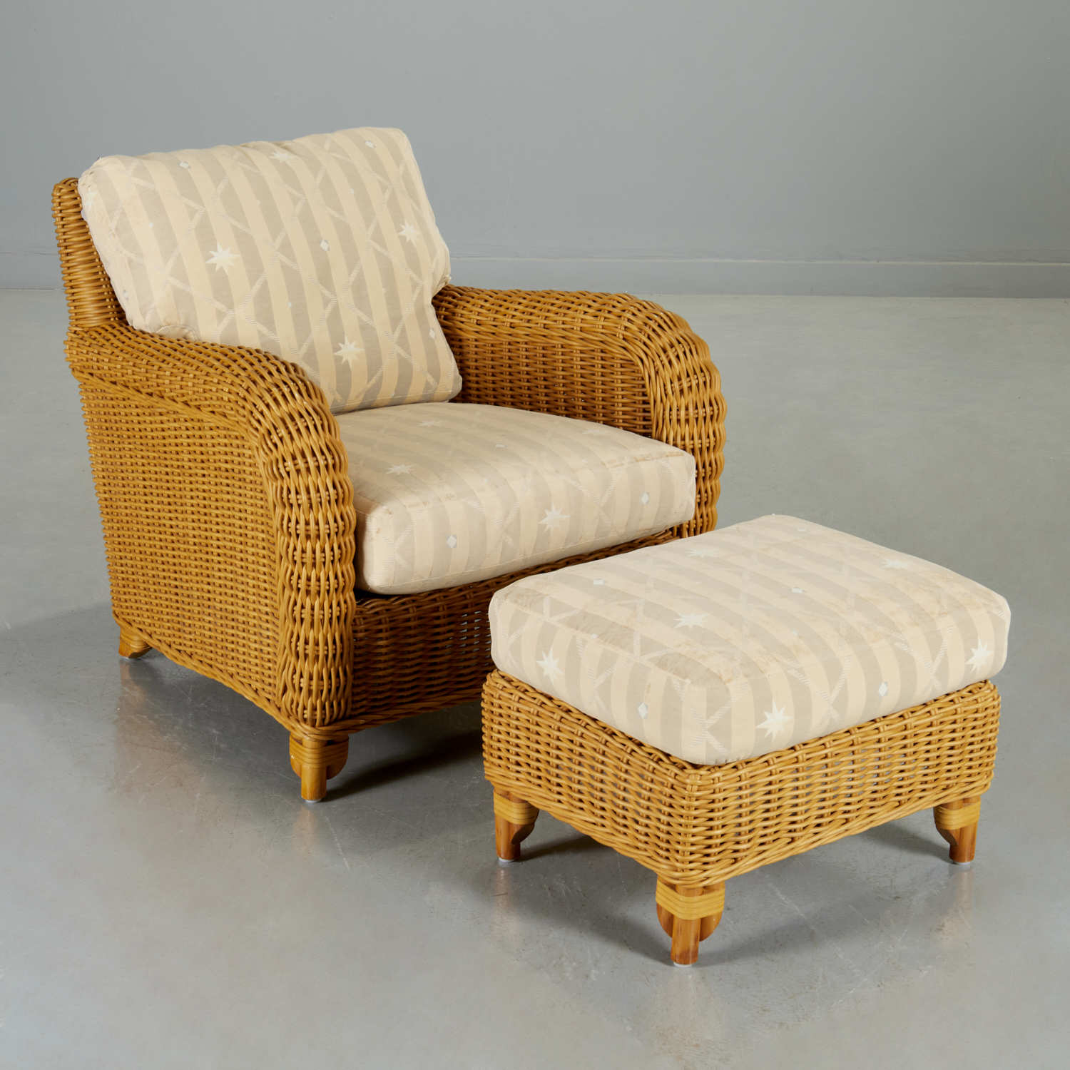 DONGHIA WICKER CLUB CHAIR AND