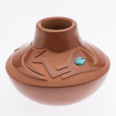 DORA TSE PE, RED POT WITH TURQ