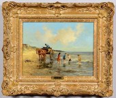 DORUS ARTS, O/C, BEACH W/ HORS