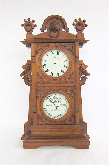 DOUBLE DIAL CALENDAR SHELF CLOCK