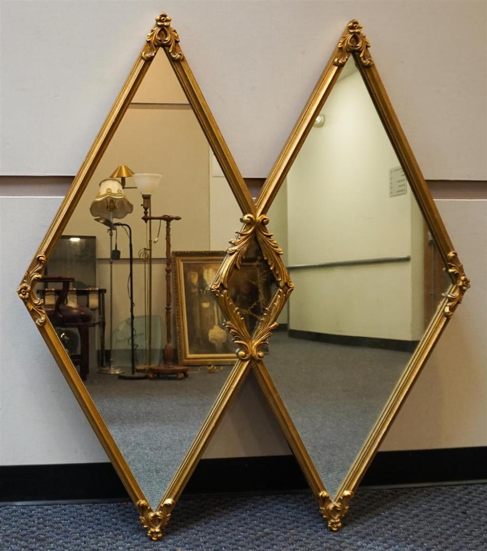 DOUBLE DIAMOND GILT FRAME MIRROR,