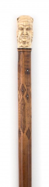 DOUBLE-FACED CANE LATE 19TH/EA