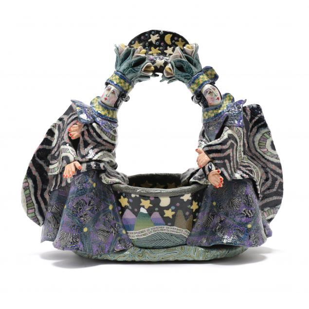 DOUBLE FIGURE FLOWER POT, JANE