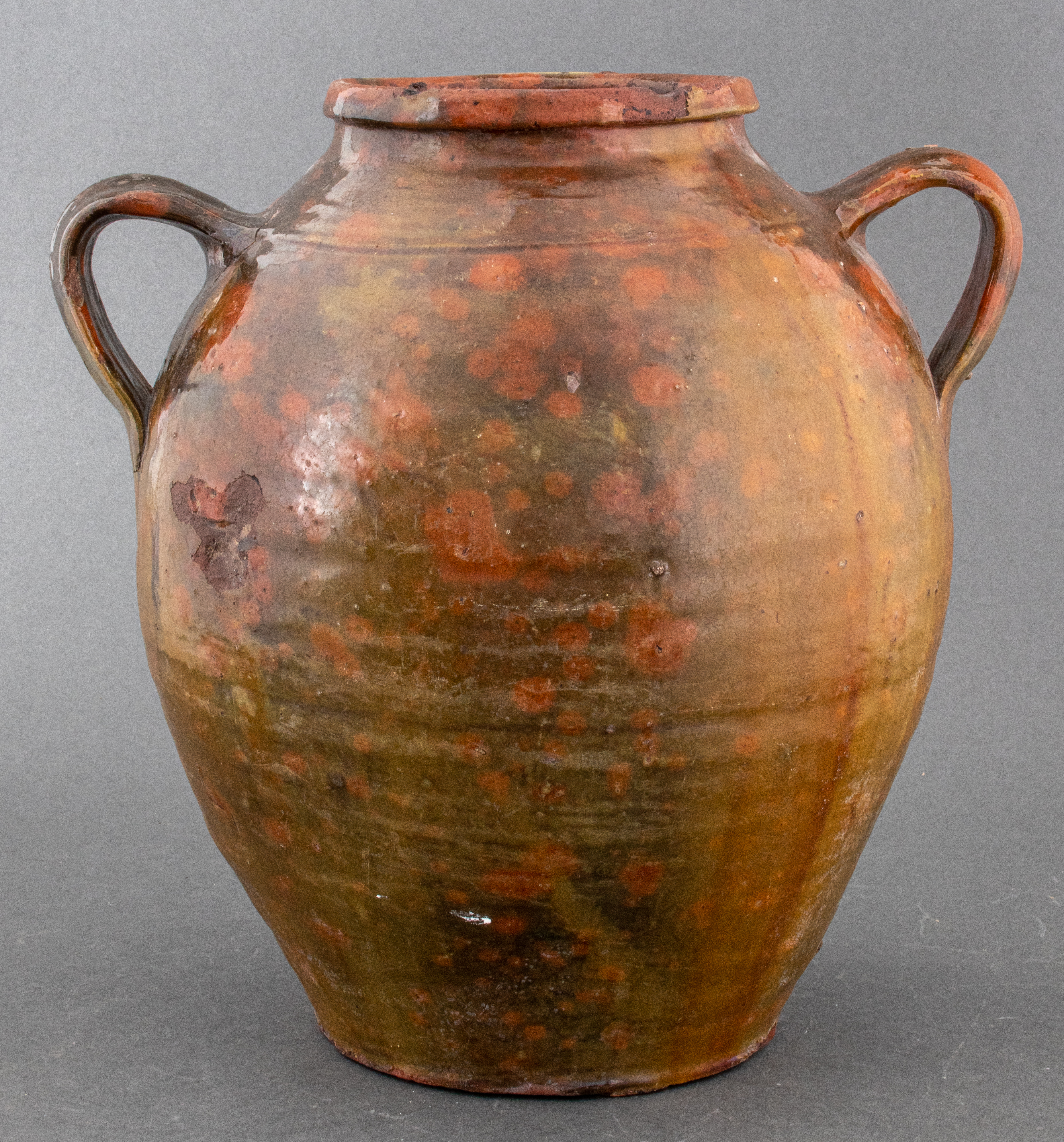 DOUBLE-HANDLED MOTTLED GLAZE