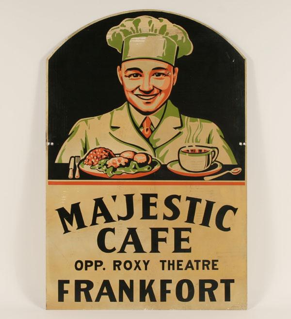 Double sided Majestic Cafe metal