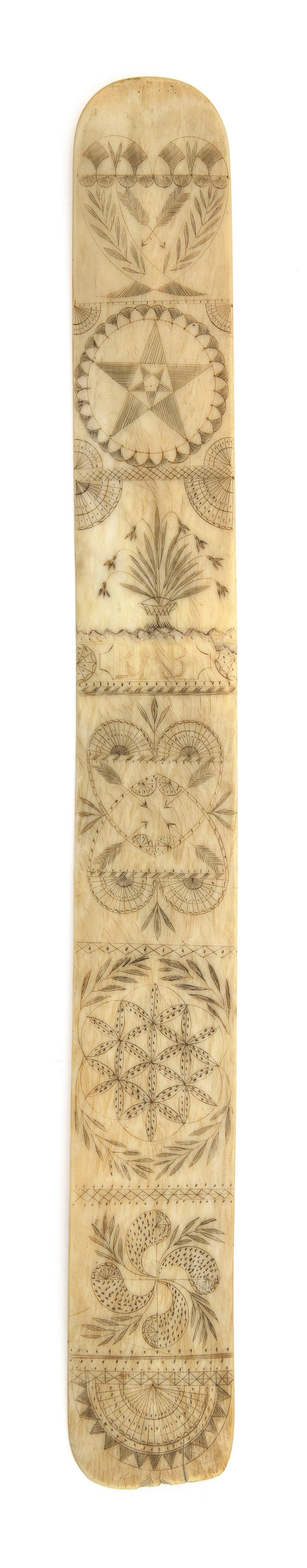 DOUBLE-SIDED SCRIMSHAW WHALEBONE