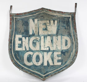 Double sided tin hanging sign, "New