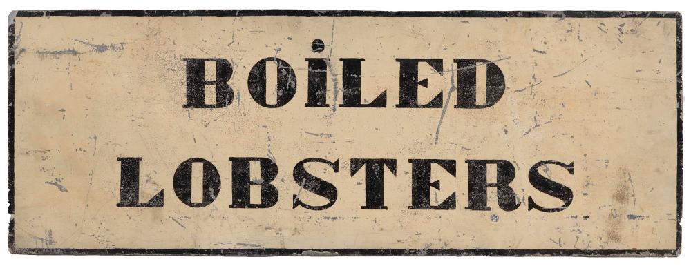 DOUBLE-SIDED TIN SIGN "BOILED