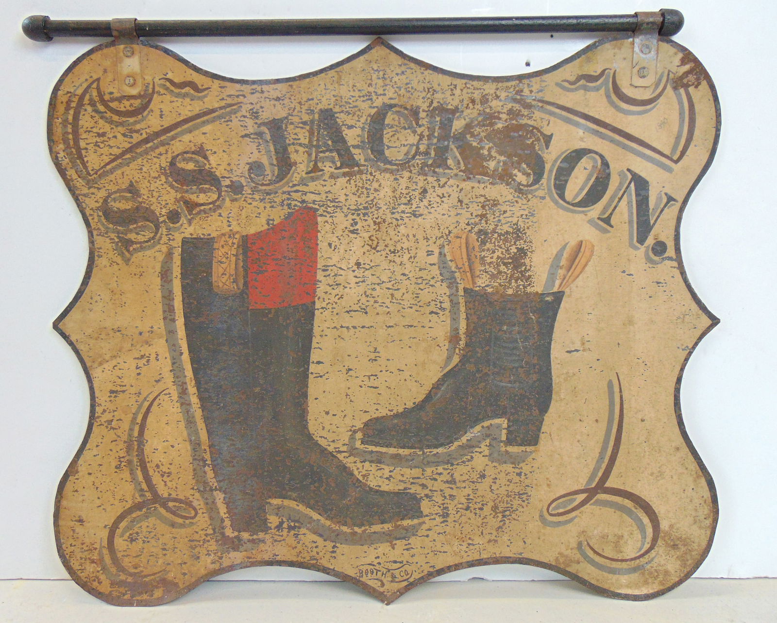 DOUBLE SIDED TRADE SIGN PAINTED TIN