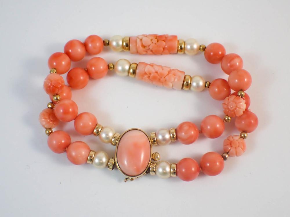 DOUBLE STRAND CORAL, PEARL AND