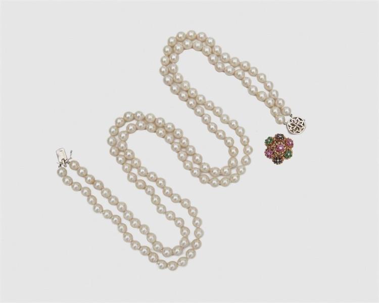 DOUBLE STRAND PEARL NECKLACE WITH