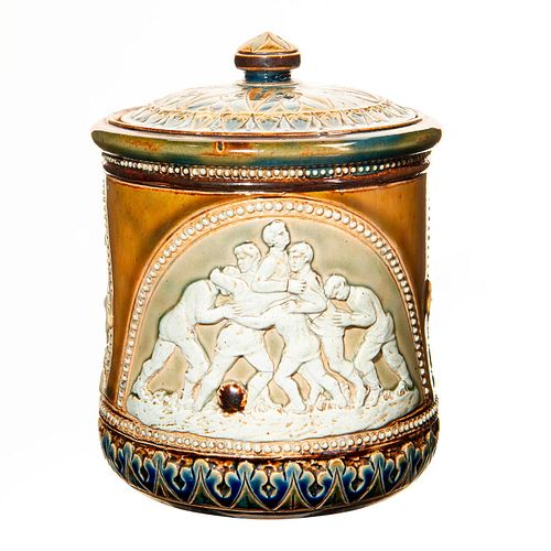 DOULTON LAMBETH LIDDED TOBACCO JAR,