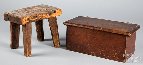 DOVETAILED PINE BOX, 18TH C.,