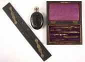 DRAFTING TOOLS & FLASK - 19th