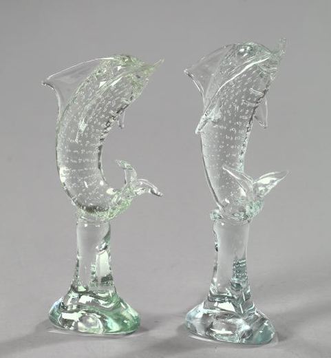 Dramatic Pair of Murano Clear