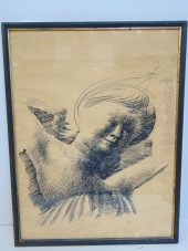 DRAWING, WINGED PUTTI, CHERUB,