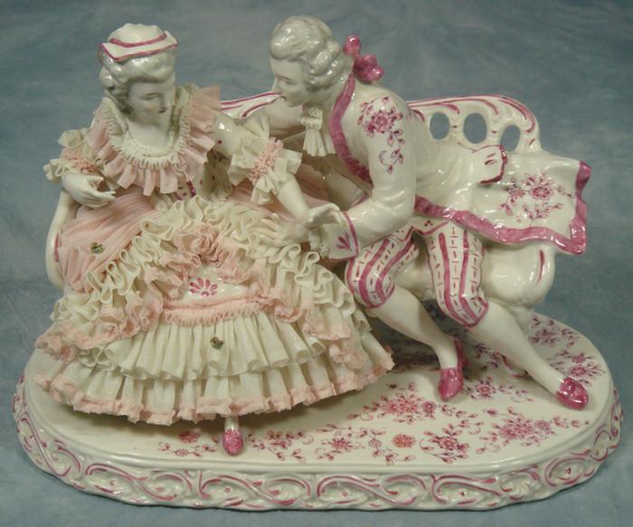 Dresden Art porcelain group, man