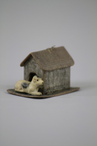 DRESDEN DOG AND DOGHOUSE ORNAMENT