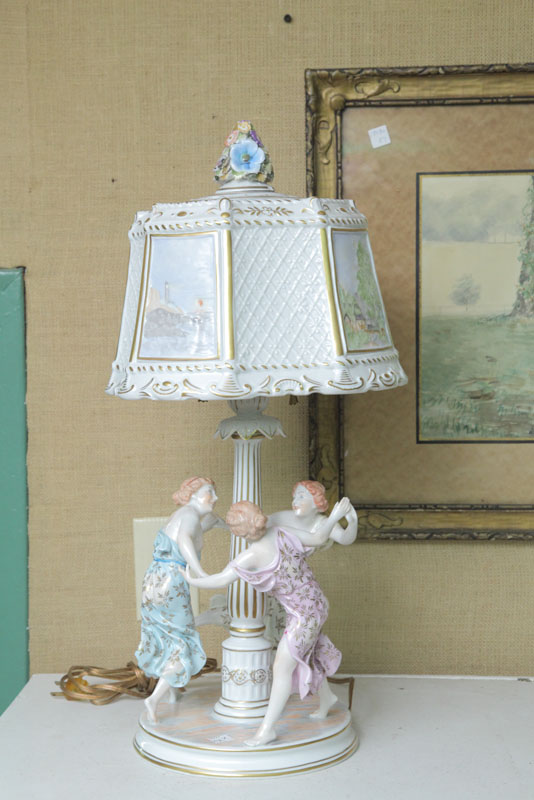 DRESDEN FIGURAL PORCELAIN LAMP.