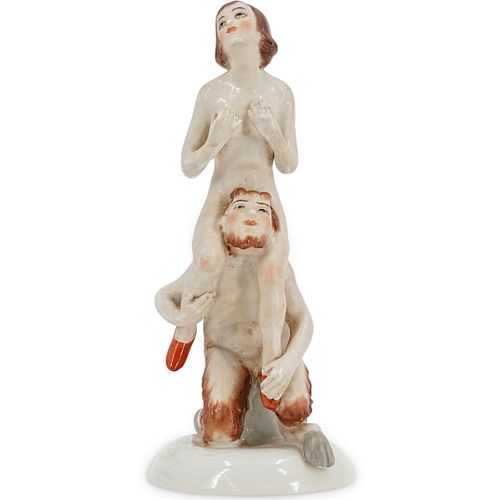 DRESDEN FIGURE OF SATYR WITH