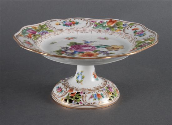 Dresden floral decorated compote