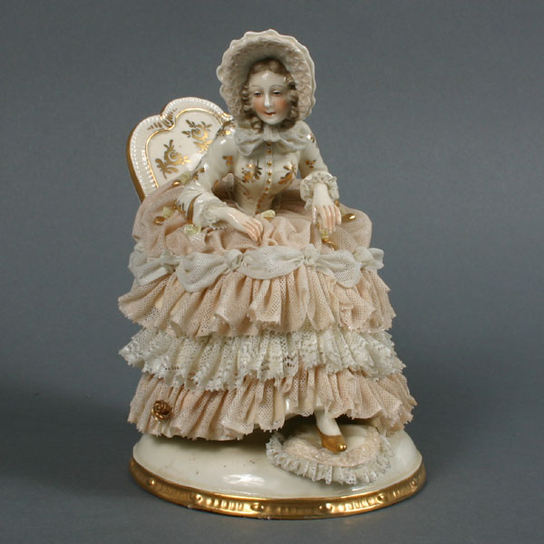 Dresden lace hand painted porcelain