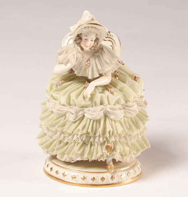 Dresden lace hand painted porcelain
