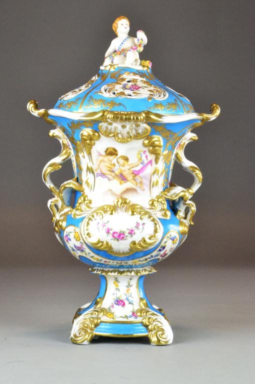 Dresden Meissen Style Covered Urn