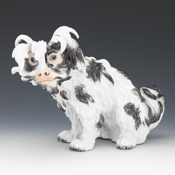 DRESDEN PORCELAIN BOLOGNESE HOUND