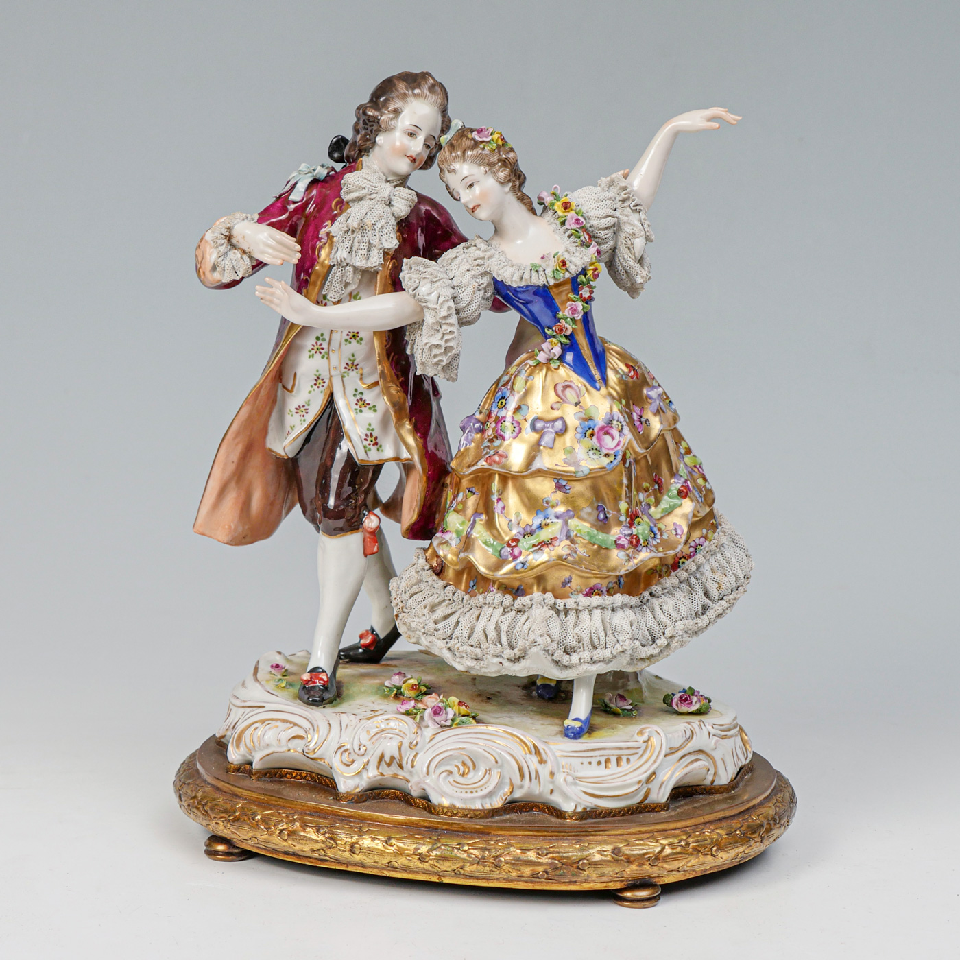 DRESDEN PORCELAIN DANCING COUPLE: