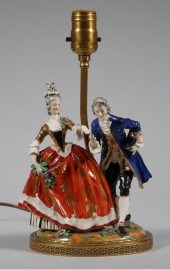 DRESDEN PORCELAIN FIGURAL LAMP