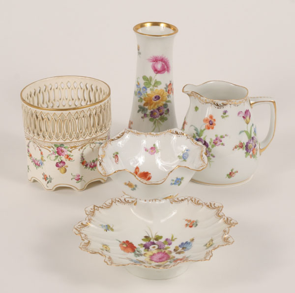 Dresden porcelain items; creamer,