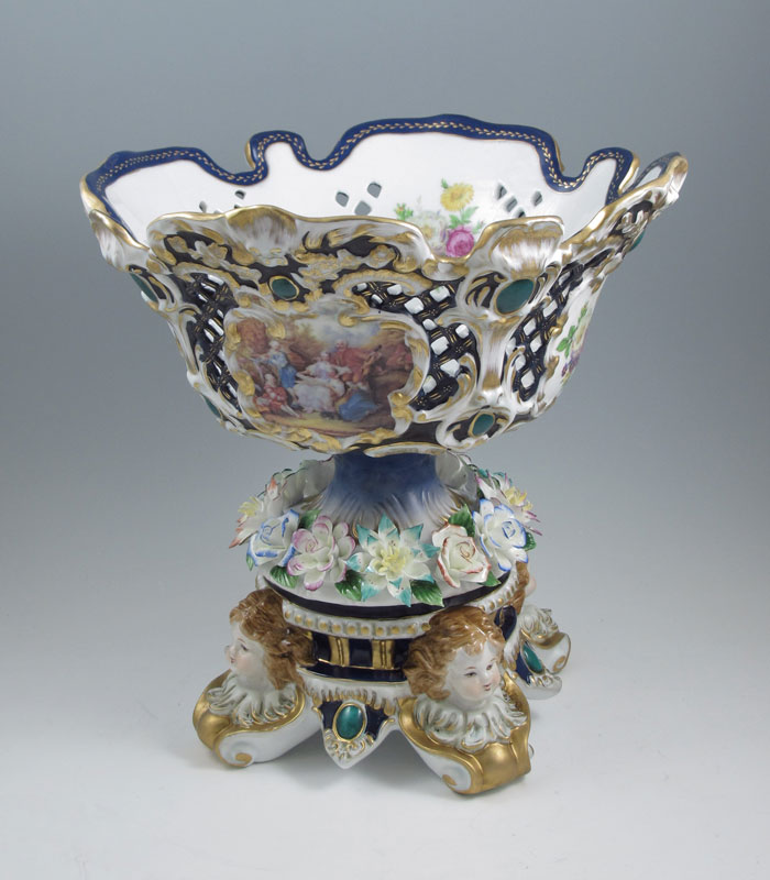 DRESDEN PORCELAIN PEDESTAL BOWL: