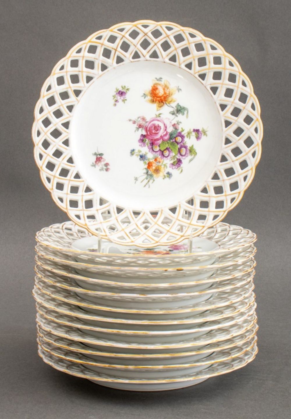DRESDEN PORCELAIN PIERCED FLORAL
