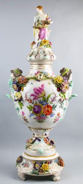 DRESDEN PORCELAIN TWO-HANDLED