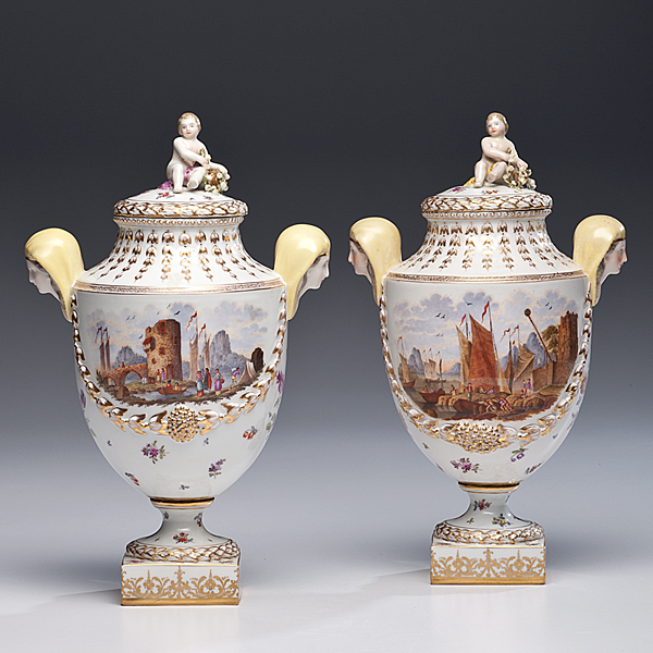 Dresden Porcelain Urns German