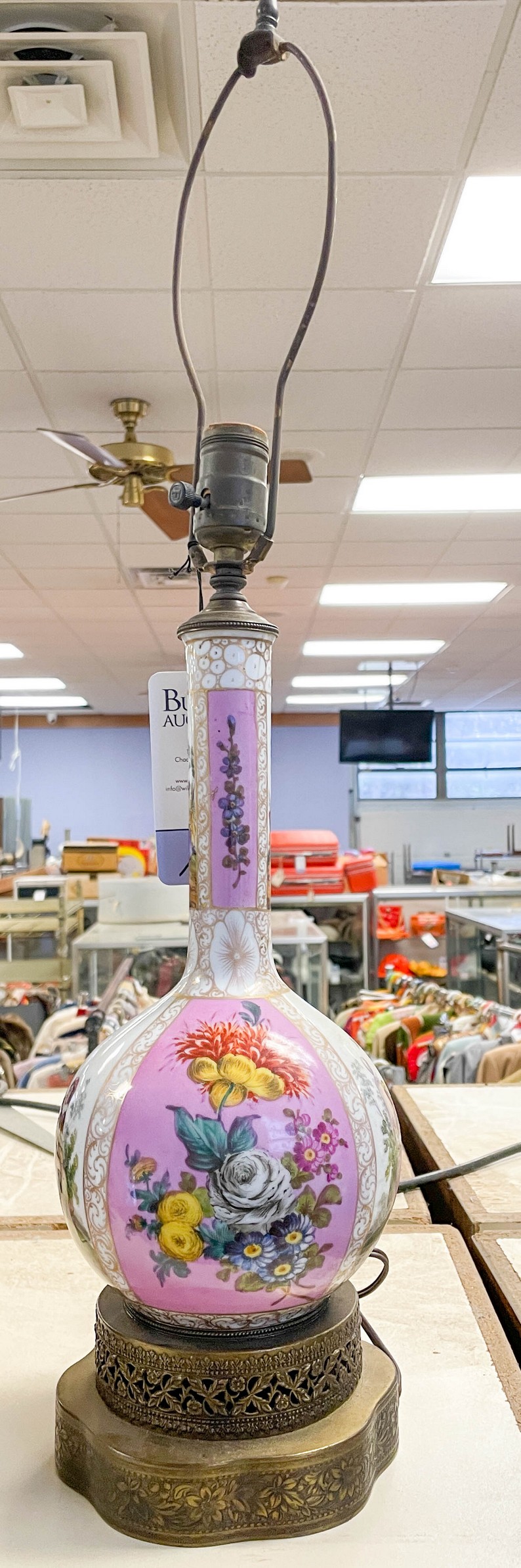 Dresden style porcelain bottle vase
